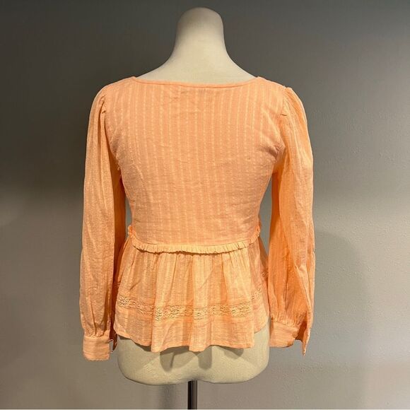 American Eagle salmon color lace crop top size XXS - Picture 6 of 13
